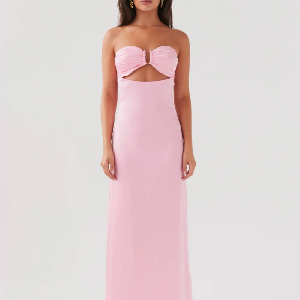 Peppermayo Strapless Pink Cutout Maxi Dress